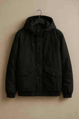 áo khoác mũ màu đen